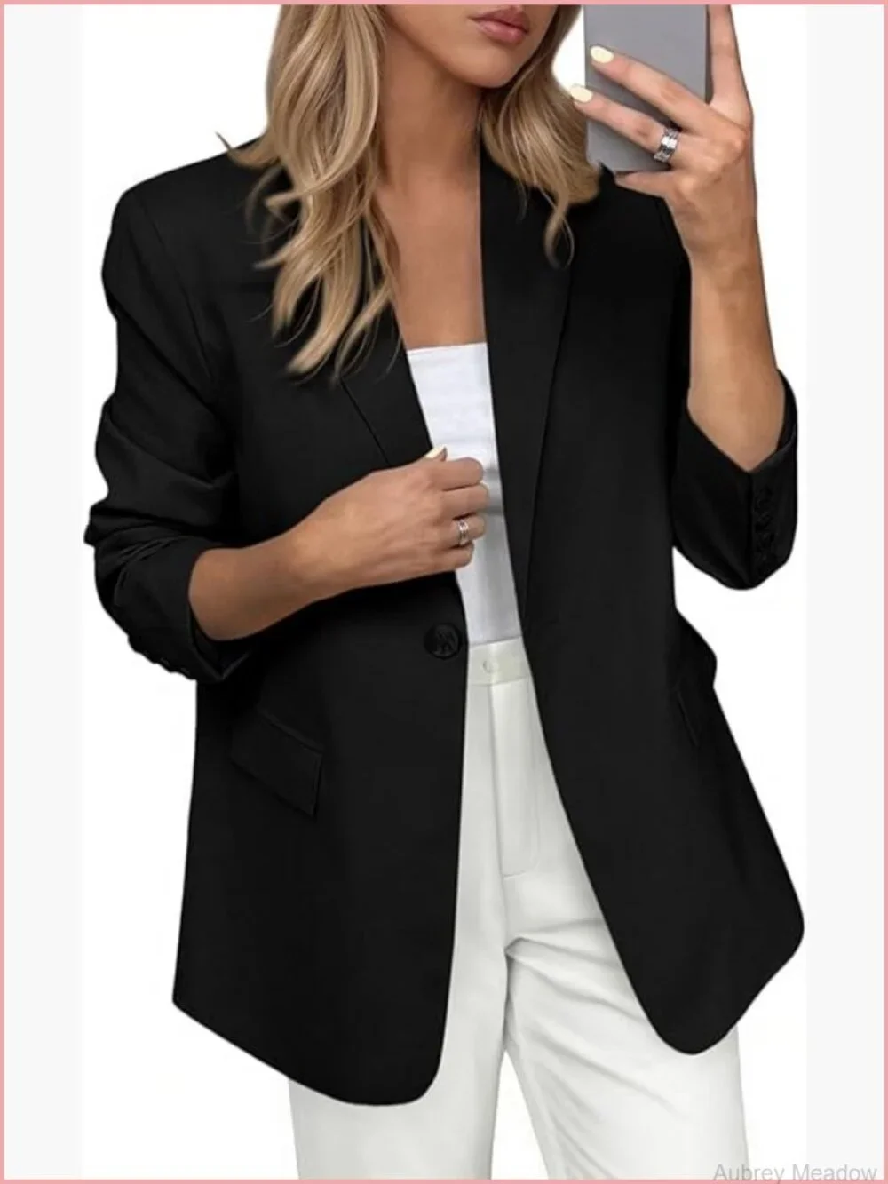 Women's Open Front Long Sleeve Blazer with Pockets